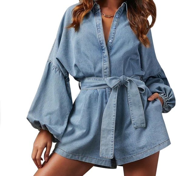 Mable Denim Blue Women's Romper - Picture 3 of 12